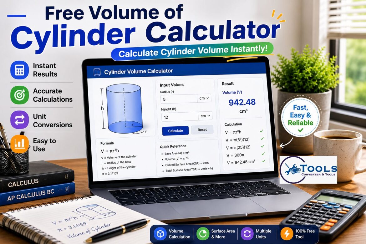 volume of cylinder calculator